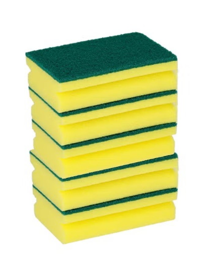 Vision Heavy-Duty Kitchen Sponge Scrubber Pack of 5 – Dual-Layer Dishwashing Sponges, Yellow & Green Multipurpose Cleaning Pads for Kitchen, Dishes & Household Cleaning - Image 1
