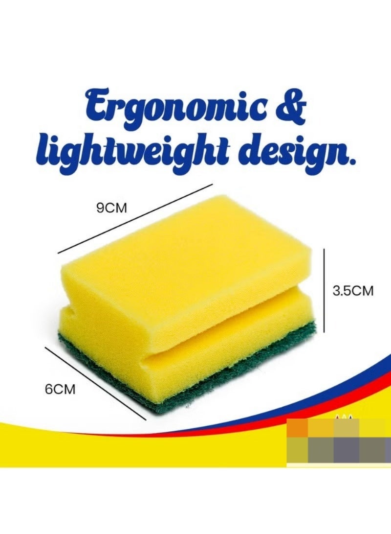 Vision Heavy-Duty Kitchen Sponge Scrubber Pack of 5 – Dual-Layer Dishwashing Sponges, Yellow & Green Multipurpose Cleaning Pads for Kitchen, Dishes & Household Cleaning - Image 3