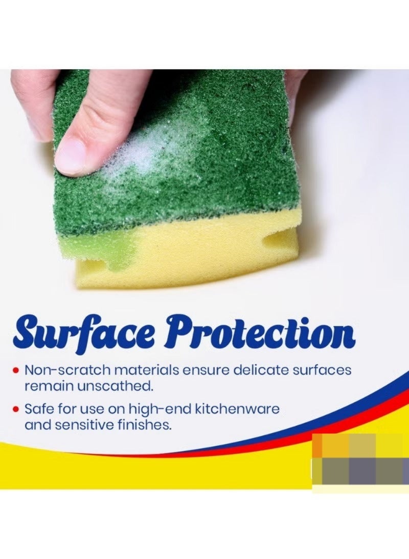 Vision Heavy-Duty Kitchen Sponge Scrubber Pack of 5 – Dual-Layer Dishwashing Sponges, Yellow & Green Multipurpose Cleaning Pads for Kitchen, Dishes & Household Cleaning - Image 4