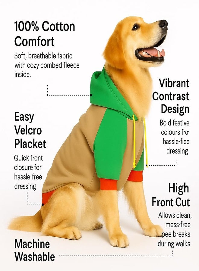 Zigly Lifestyle Leafy Vibrant Warmer Hoodie for Dogs | Warm Cozy Winter Sweatshirt for Dogs | Soft Comfortable Pet Clothing for Cold Weather | 3XL | 45.7cm - Image 2