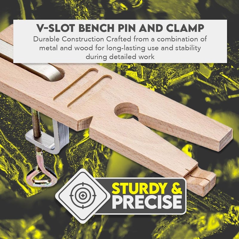 SE 3-in-1 Professional Jeweler's Saw Set - Saw Frame, 144 Blades, and V-Slot Bench Pin with Clamp - Versatile Tools for Precise Jewelry Making - Image 3