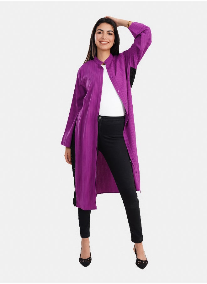 Clue Shirt Dress with Side Trico  - Image 1