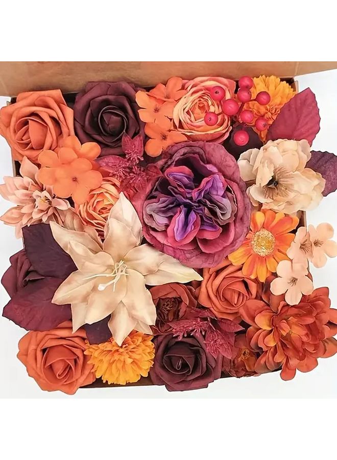 Autumn Harvest Thanksgiving Home Decor White Gift Box Flower Bouquet - Image 2