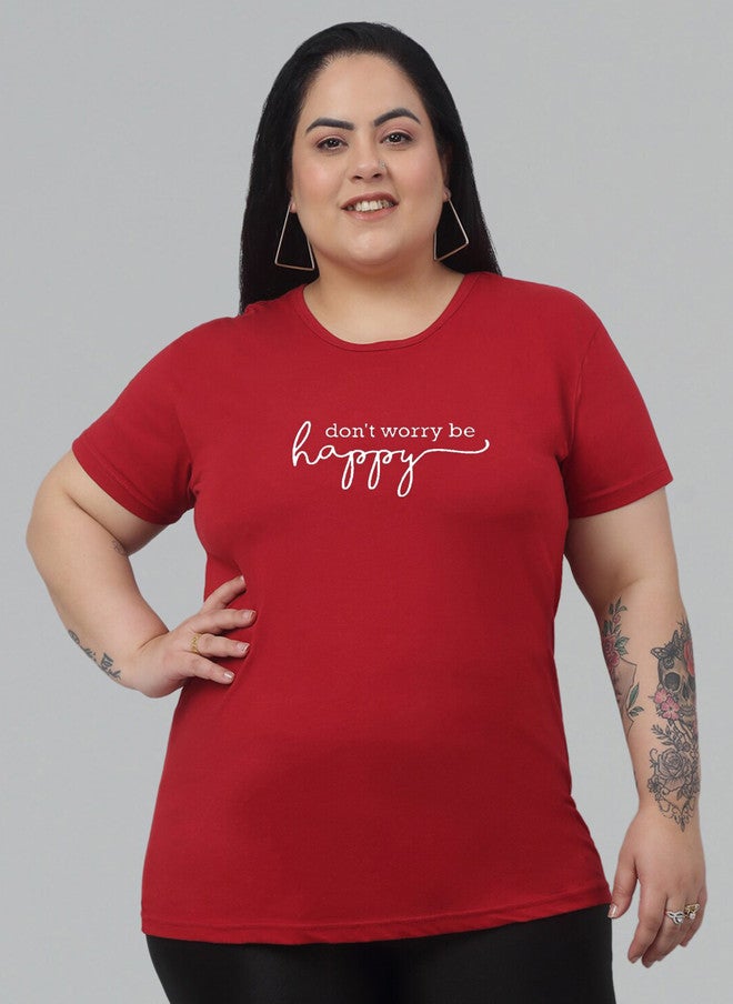 Trend Level Plus Size Typography Printed Cotton T-shirt - Image 1