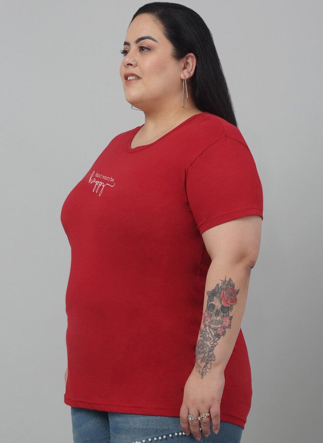 Trend Level Plus Size Typography Printed Cotton T-shirt - Image 3