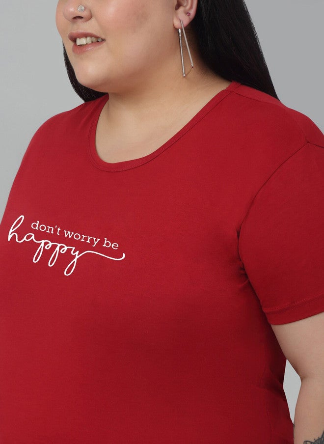 Trend Level Plus Size Typography Printed Cotton T-shirt - Image 2
