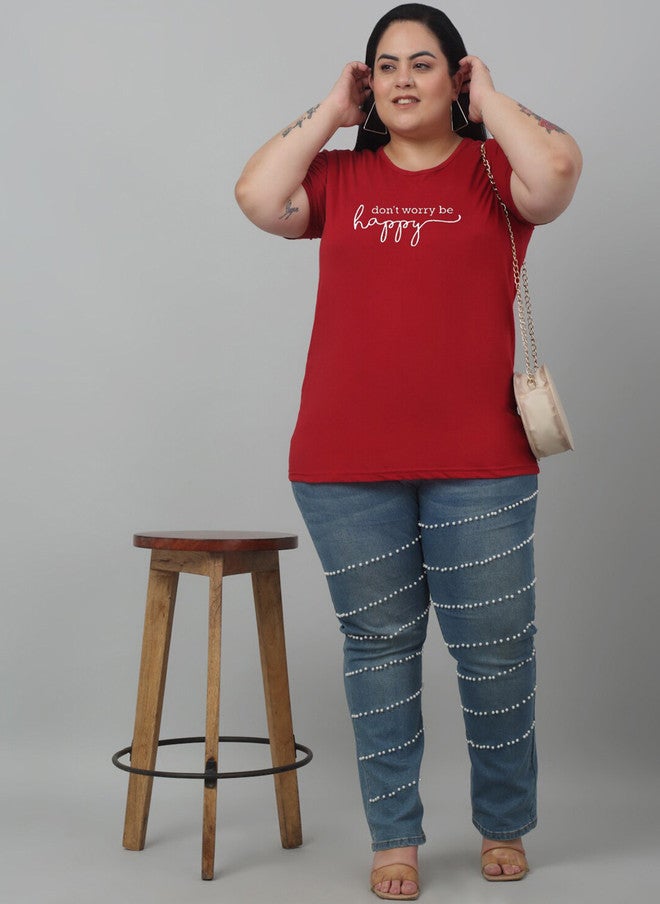 Trend Level Plus Size Typography Printed Cotton T-shirt - Image 5