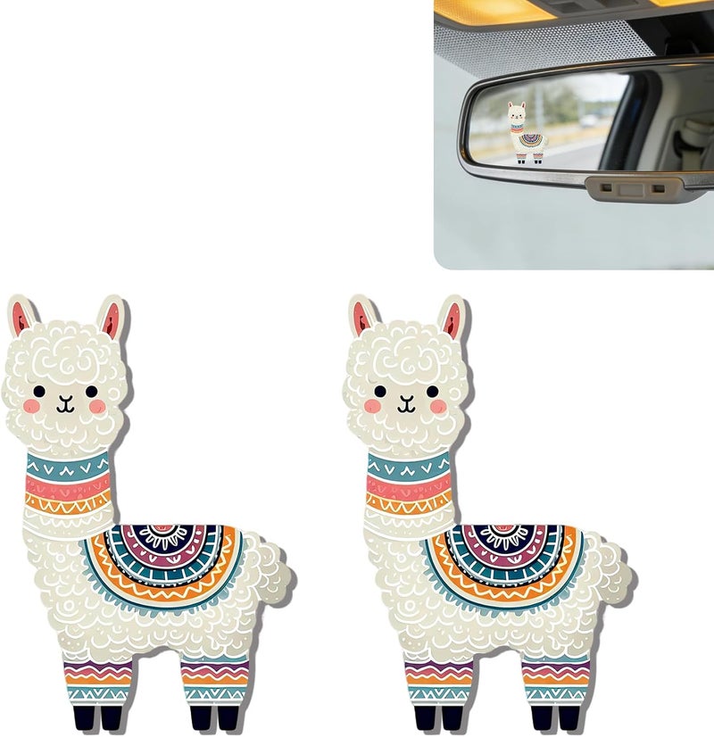 DoYoMo 2Pack Alpaca Car Mirror Decal - Cute Moo-tivational Rear View Mirror Sticker,Waterproof Vinyl Car Decals,Alpacas Car Accessories Decor,Alpaca Lovers Gifts for Women Men - Image 1