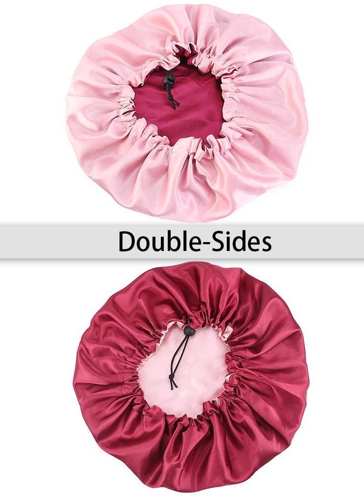 ORiTi غطاء رأس للنوم من الحرير الساتان مكون من قطعتين، غطاء رأس كبير للصالونات النهارية والليلية - Image 2