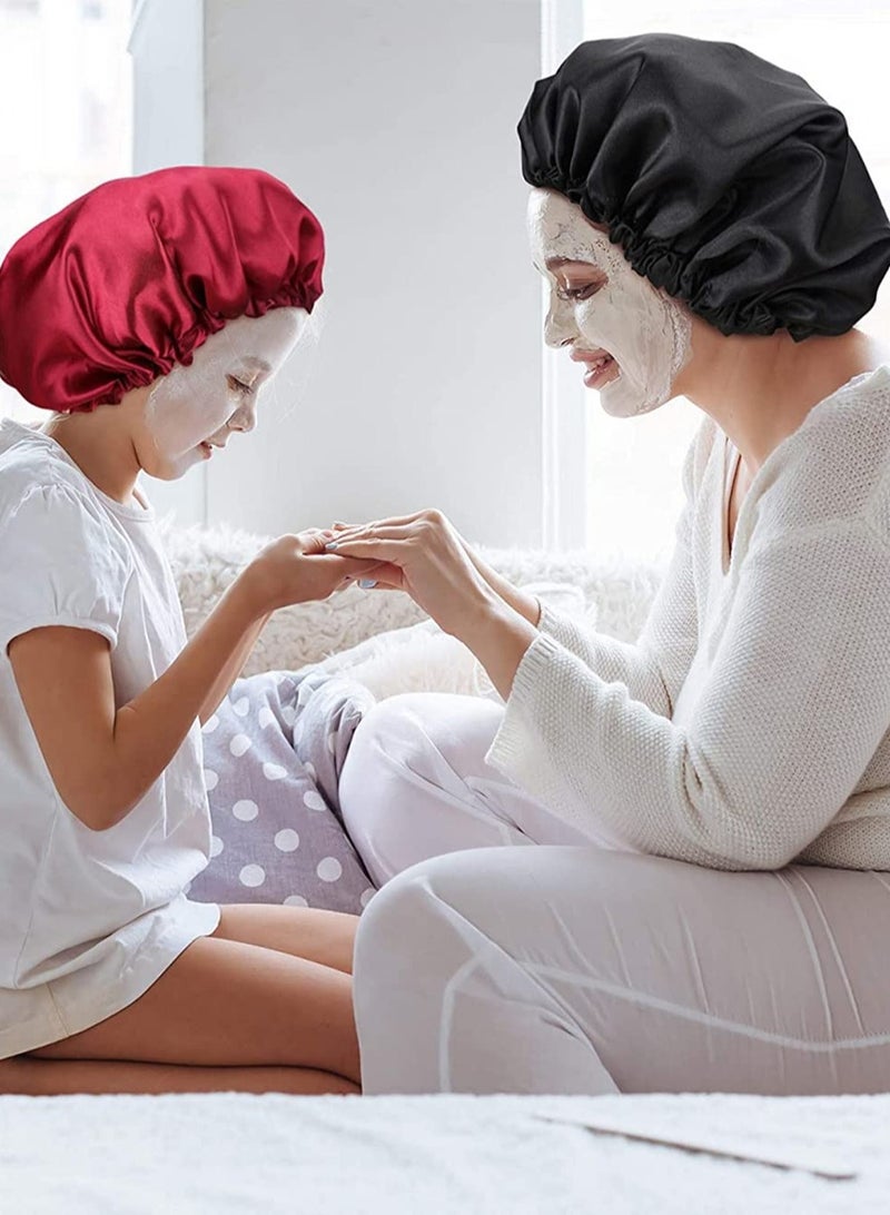 ORiTi غطاء رأس للنوم من الحرير الساتان مكون من قطعتين، غطاء رأس كبير للصالونات النهارية والليلية - Image 4