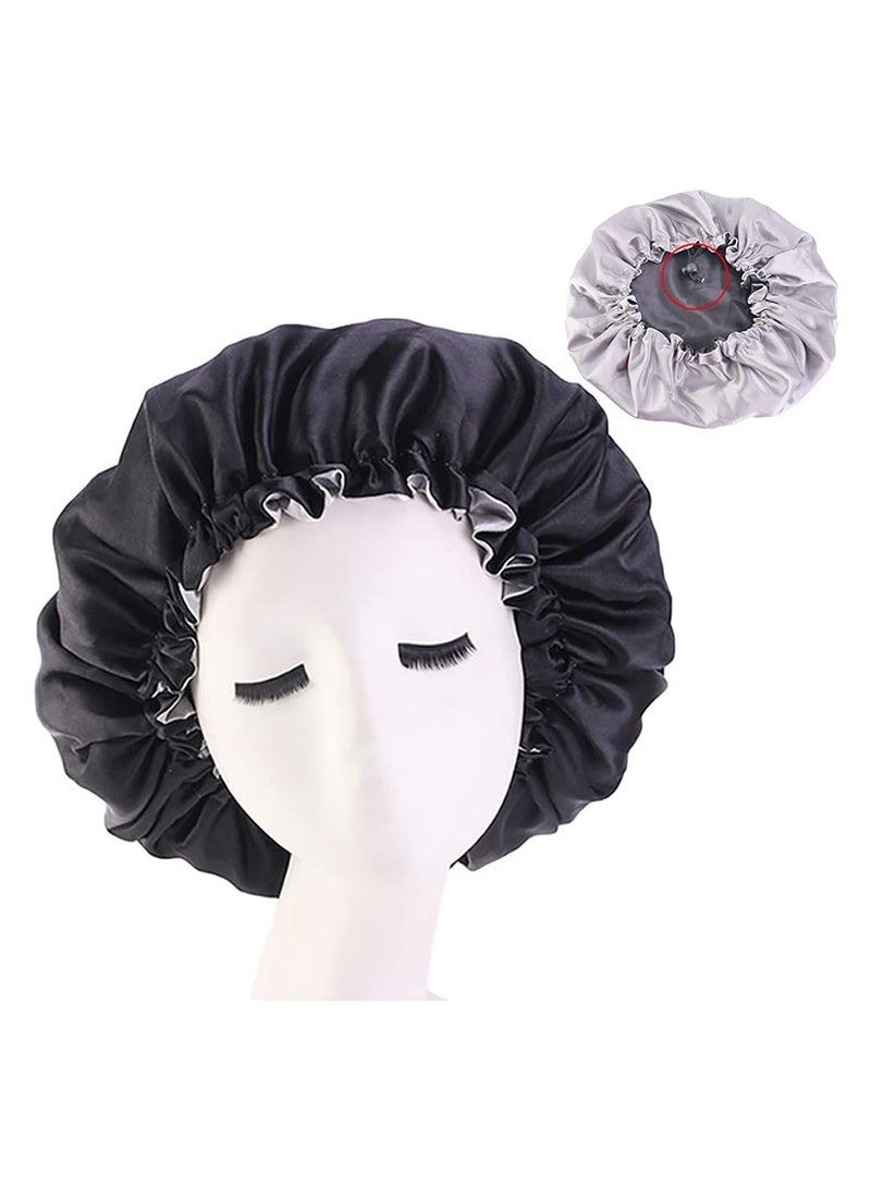 ORiTi غطاء رأس للنوم من الحرير الساتان مكون من قطعتين، غطاء رأس كبير للصالونات النهارية والليلية - Image 3