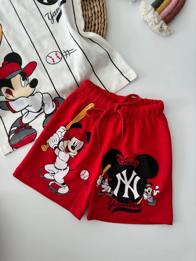 Miniğimin Cicileri My Little Ones Baseball Mcky Boy Shorts Set - Red