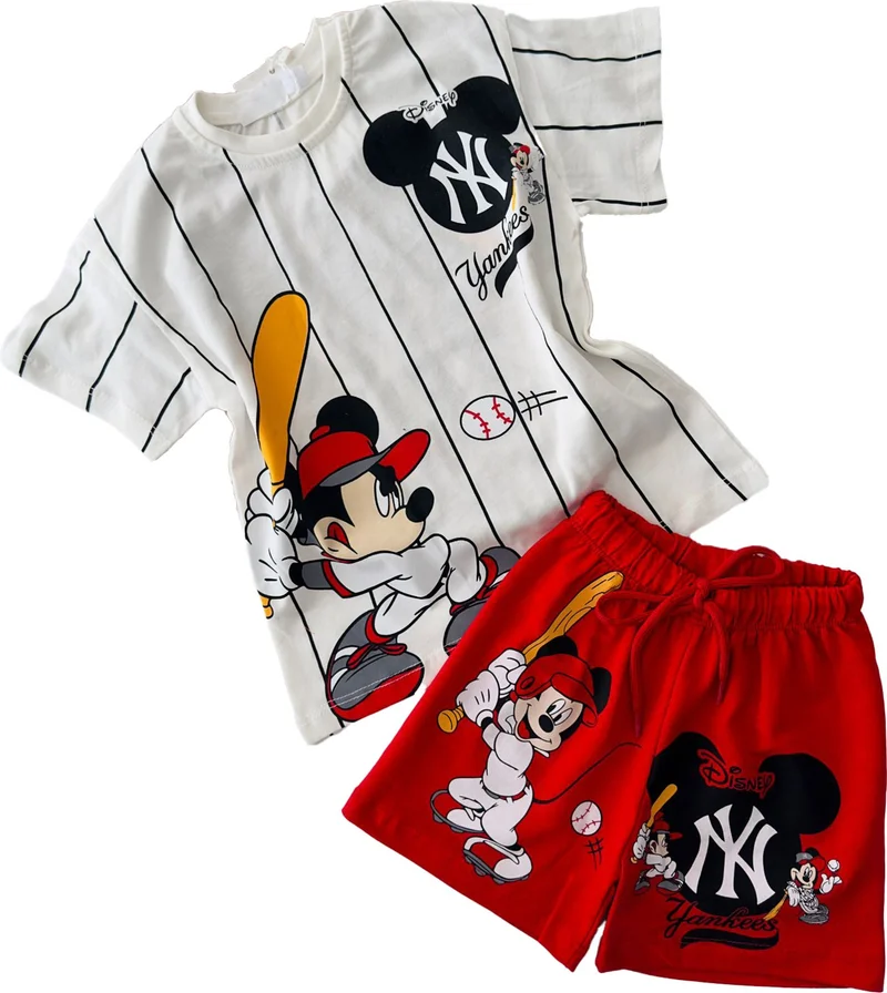 Miniğimin Cicileri My Little Ones Baseball Mcky Boy Shorts Set - Red
