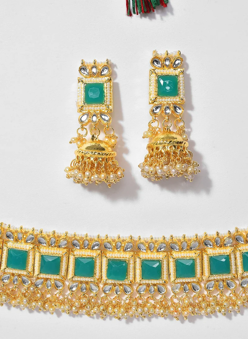 Sohi  Stone Studded & Pearls Beaded Artificial Jewellery Set for Women | Best Price UAE