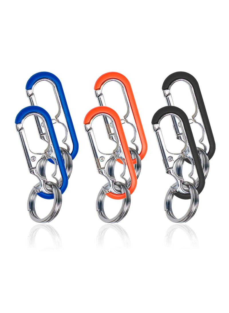 Excefore Bottle Opener Keychain, 6 Pcs Heavy Duty Keychain Double Keyrings Style Keychain Quick Release Key Chain for Men Women - Image 1