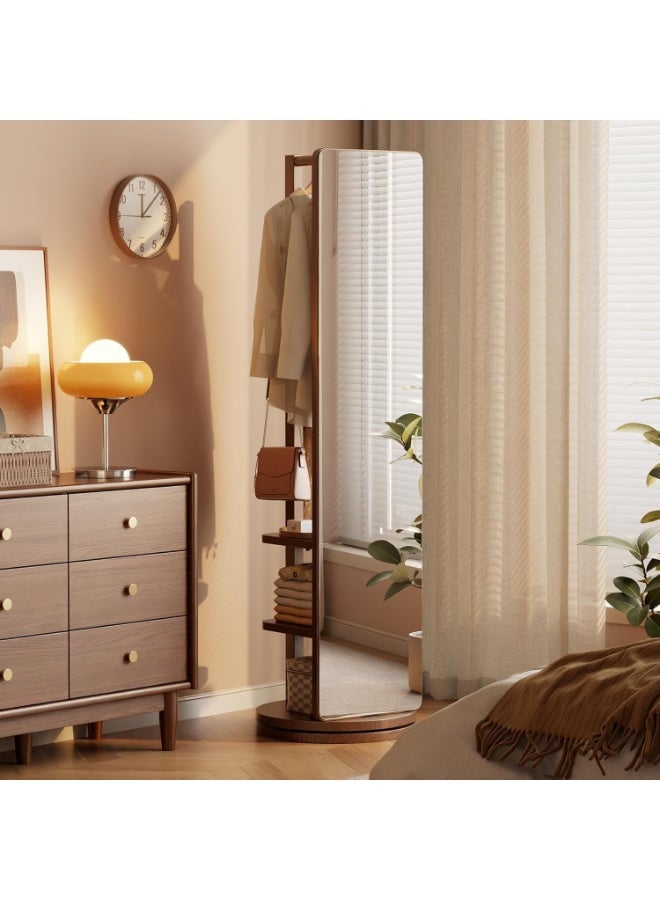 Y&D Full Length Mirror 166 × 40 CM Unique Solid Wood Oversized Floor Mirror with Coat Rack Full Body Mirror for Bedroom Entryway Living Room Brown - Image 3