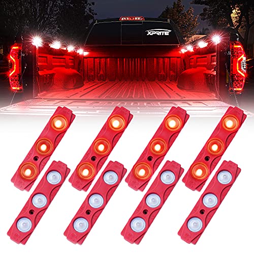 Xprite Red LED Truck Bed Light Kits Rock Lights with OnOff Switch for Pickup Footwells Running Boards Cargo Under Car Tonneau Cover Rail Lighting - Image 1