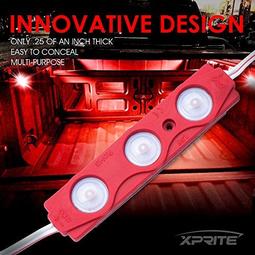 Xprite Red LED Truck Bed Light Kits Rock Lights with OnOff Switch for Pickup Footwells Running Boards Cargo Under Car Tonneau Cover Rail Lighting - Image 3