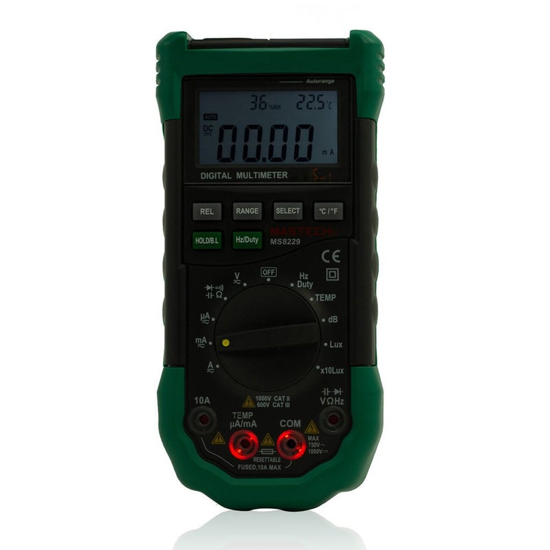 Mastech MS8229 5 in1 Auto Range Digital Multimeter Lux Sound Level Temperature Humidity Tester
