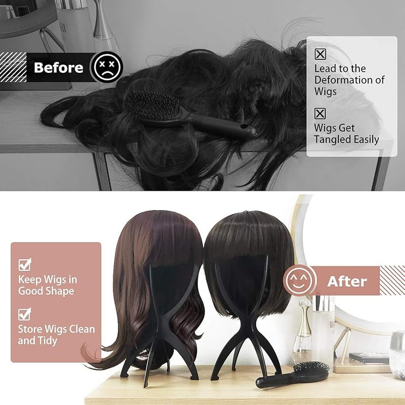 Dreamlover 2 Pack Short Wig Stands for Wigs, 14.2 Inches Portable Collapsible Wig Dryer, Durable Wig Holder, Travel Wig Stands (Black) - Image 5
