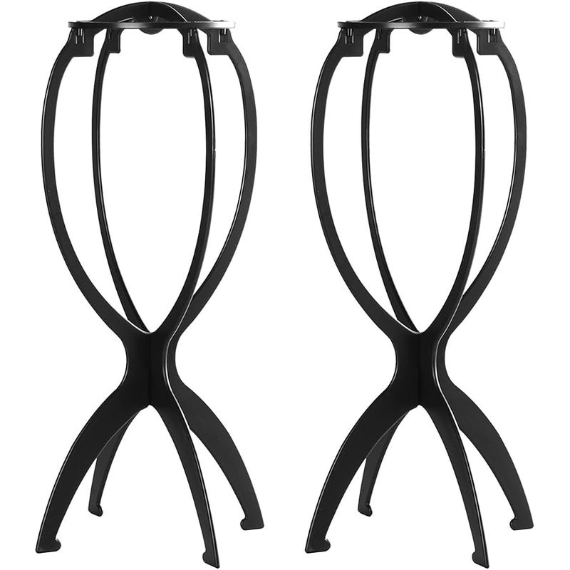 Dreamlover 2 Pack Short Wig Stands for Wigs, 14.2 Inches Portable Collapsible Wig Dryer, Durable Wig Holder, Travel Wig Stands (Black) - Image 1