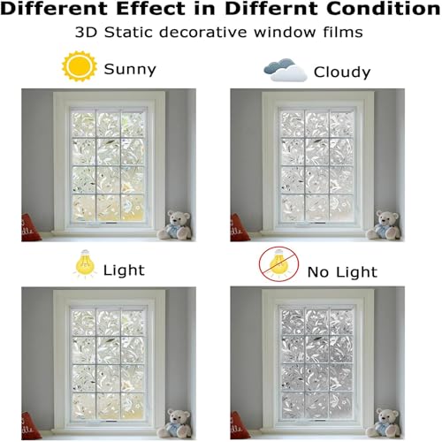 LEMON CLOUD Window Film, Decorative Window Privacy Film, 3D Stained Glass Window Sticker,Anti-UV Sun Blocker Heat Control for Home(Rainbow Tulip Design,17.5 x 78.7 inches) - Image 5