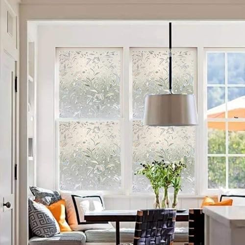 LEMON CLOUD Window Film, Decorative Window Privacy Film, 3D Stained Glass Window Sticker,Anti-UV Sun Blocker Heat Control for Home(Rainbow Tulip Design,17.5 x 78.7 inches) - Image 2