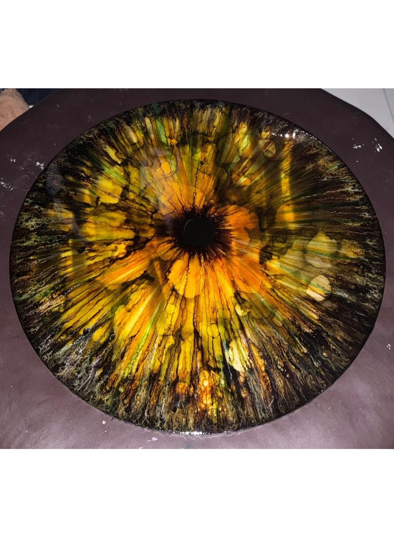 Iris Resin Art – Ink & Layered Detail Abstract Wall Painting on Canvas - Image 4