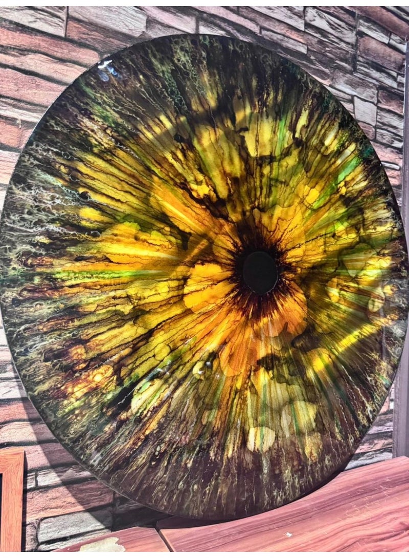 Iris Resin Art – Ink & Layered Detail Abstract Wall Painting on Canvas - Image 2