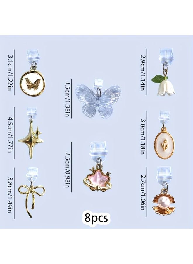 Type C Dust Plug Charms 8pcs Butterfly Star Flower Design For Phone Tablet - Image 3
