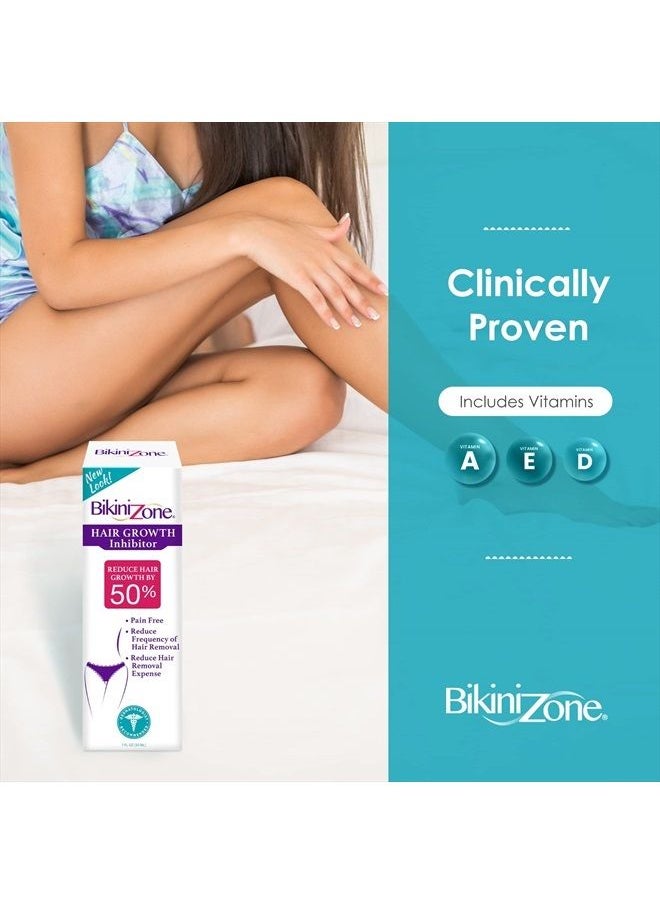 Bikini Zone - Hair Growth Inhibitor - Natural Hair Stop Growth Cream for Legs, Lips, Chin - Reduces Hair Density & Hair Length - Non-Irritating & Painless - Keeps Hair Away After Waxing & Shaving - Image 1