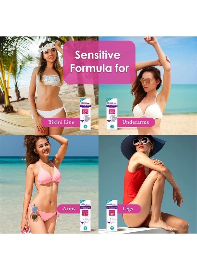 Bikini Zone - Hair Growth Inhibitor - Natural Hair Stop Growth Cream for Legs, Lips, Chin - Reduces Hair Density & Hair Length - Non-Irritating & Painless - Keeps Hair Away After Waxing & Shaving - Image 1