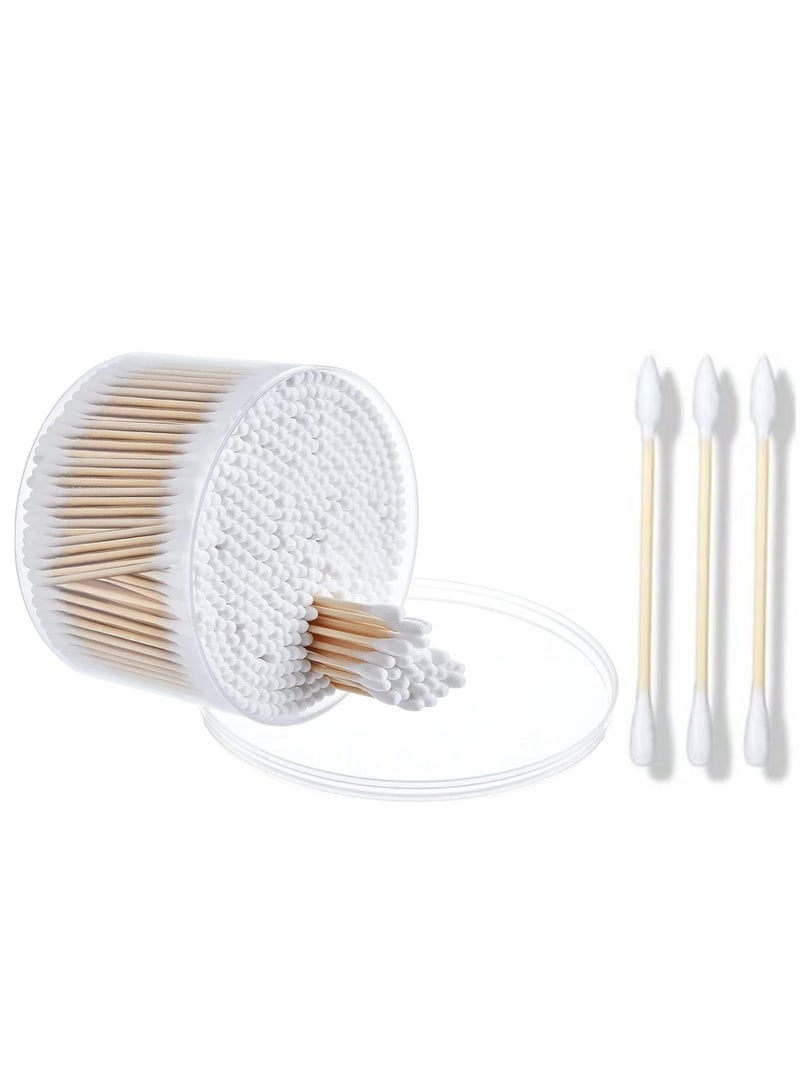 500 قطعة من أعواد القطن ذات النهايات المزدوجة المستديرة والمدببة والعصي الورقية القابلة للتحلل البيولوجي والمضادة للحساسية وأدوات العناية بالمكياج والجمال (أبيض) - Image 1