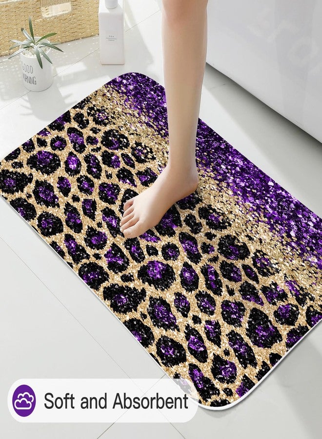 Litabel 4 Pcs Purple Leopard Print Shower Curtain Set with Non-Slip Rugs, Toilet Lid Cover and Bath Mat, Wild Animal Skin Bathroom Decor Set with Shower Curtain and Rugs(Hooks Not Included) - Image 5