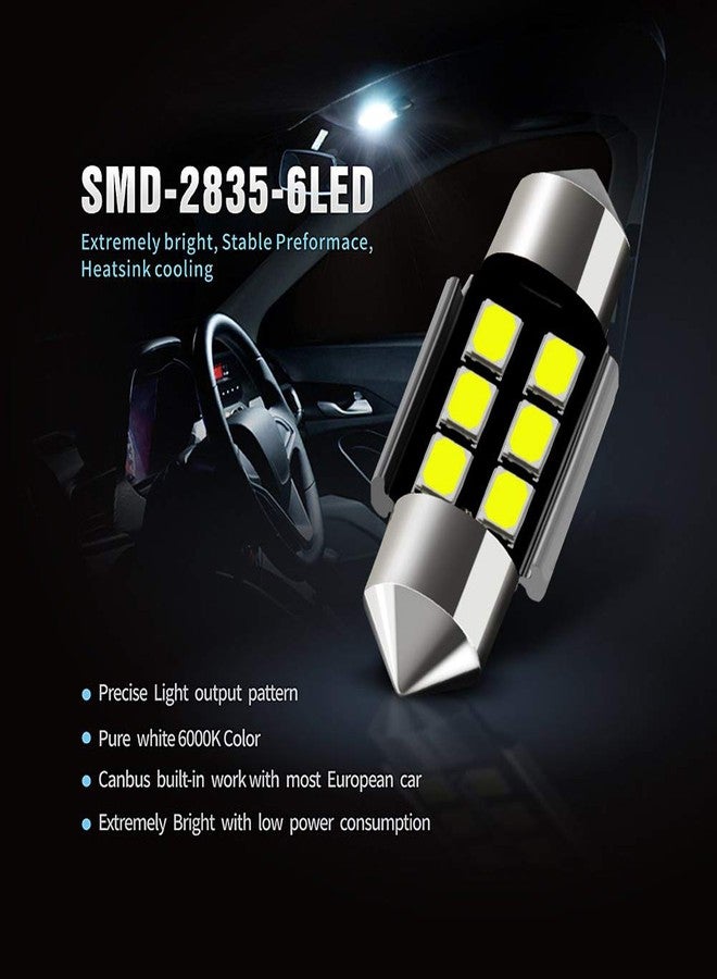 AUXLIGHT DE3175 DE3021 DE3022 3175 31MM 1.22”Festoon Canbus Error Free LED Interior Light Bulbs 6000K Xenon White, Super Bright 6SMD Chips for Dome Map Door Courtesy License Plate Lights (Pack of 6) - Image 5