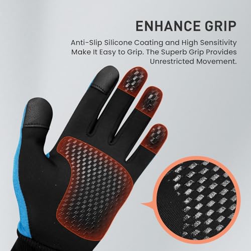 FINGER TEN Kids Winter Gloves Waterproof with Free Neck Warmer Boys Girls Touchscreen for Cold Weather Outdoor Sports (Blue, Large) - Image 4