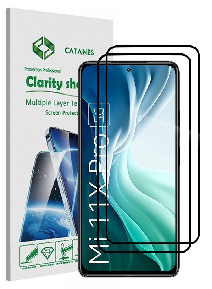 CATANES 2 Pack For Xiaomi Mi 11X Pro Screen Protector Tempered Glass Full Glue Back - Image 1