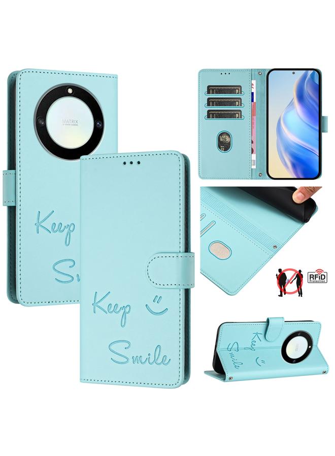 اس-توب جراب لهاتف Honor X40 5G/X9a 5G/Magic5 Lite، جراب هاتف جلدي بنقش مبتسم بتقنية RFID - Image 1