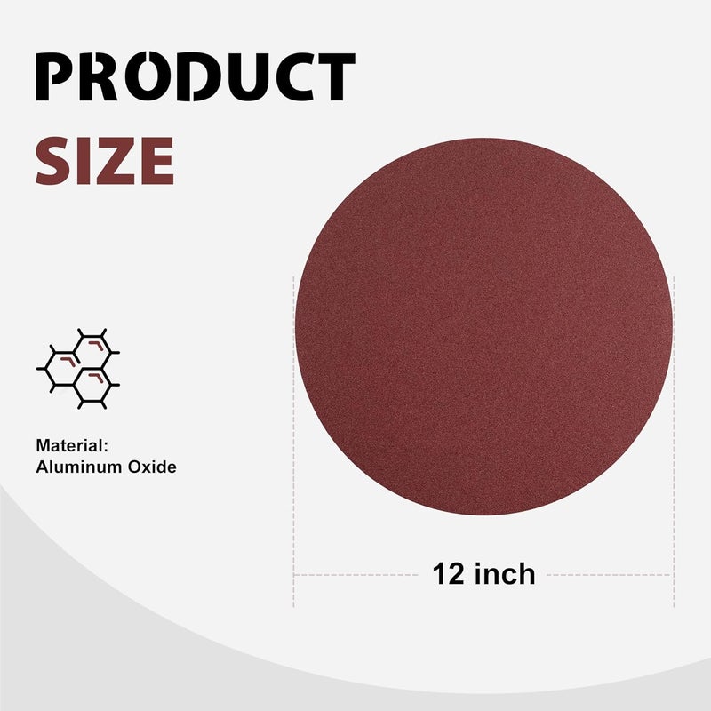 S SATC 18 PCS 12 Inch NO-Hole PSA Sanding Disc, 3 Each of 60 100 150 180 240 400 Grits Adhesive Sandpaper, Aluminum Oxide Sand Paper for Automotive, Metal, Wood, Paint - Image 2