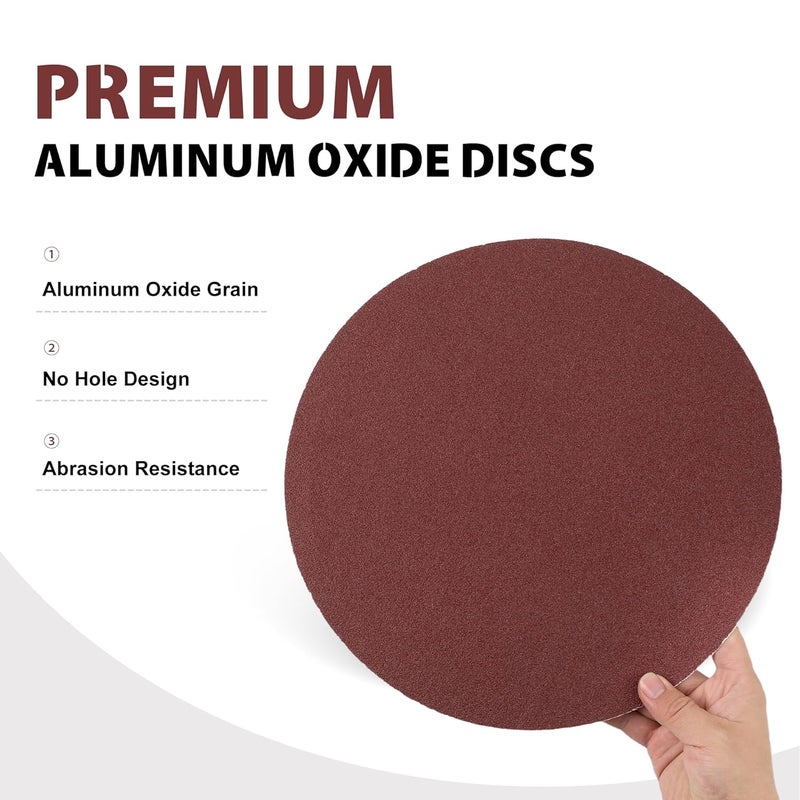 S SATC 18 PCS 12 Inch NO-Hole PSA Sanding Disc, 3 Each of 60 100 150 180 240 400 Grits Adhesive Sandpaper, Aluminum Oxide Sand Paper for Automotive, Metal, Wood, Paint - Image 4