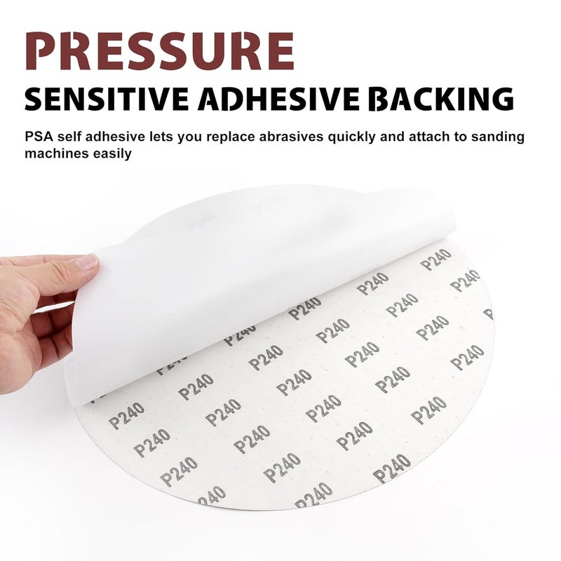 S SATC 18 PCS 12 Inch NO-Hole PSA Sanding Disc, 3 Each of 60 100 150 180 240 400 Grits Adhesive Sandpaper, Aluminum Oxide Sand Paper for Automotive, Metal, Wood, Paint - Image 5