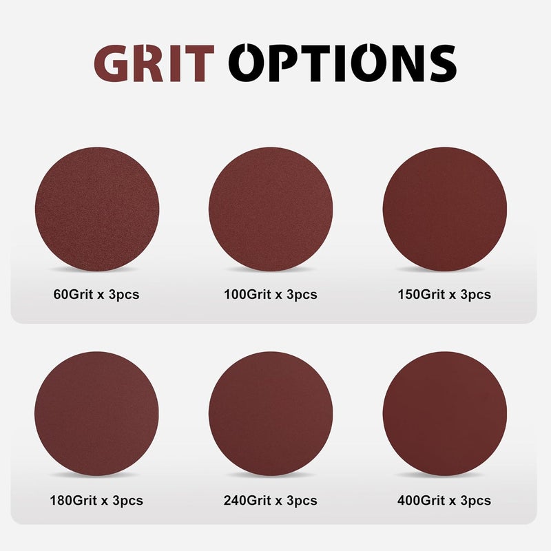 S SATC 18 PCS 12 Inch NO-Hole PSA Sanding Disc, 3 Each of 60 100 150 180 240 400 Grits Adhesive Sandpaper, Aluminum Oxide Sand Paper for Automotive, Metal, Wood, Paint - Image 3