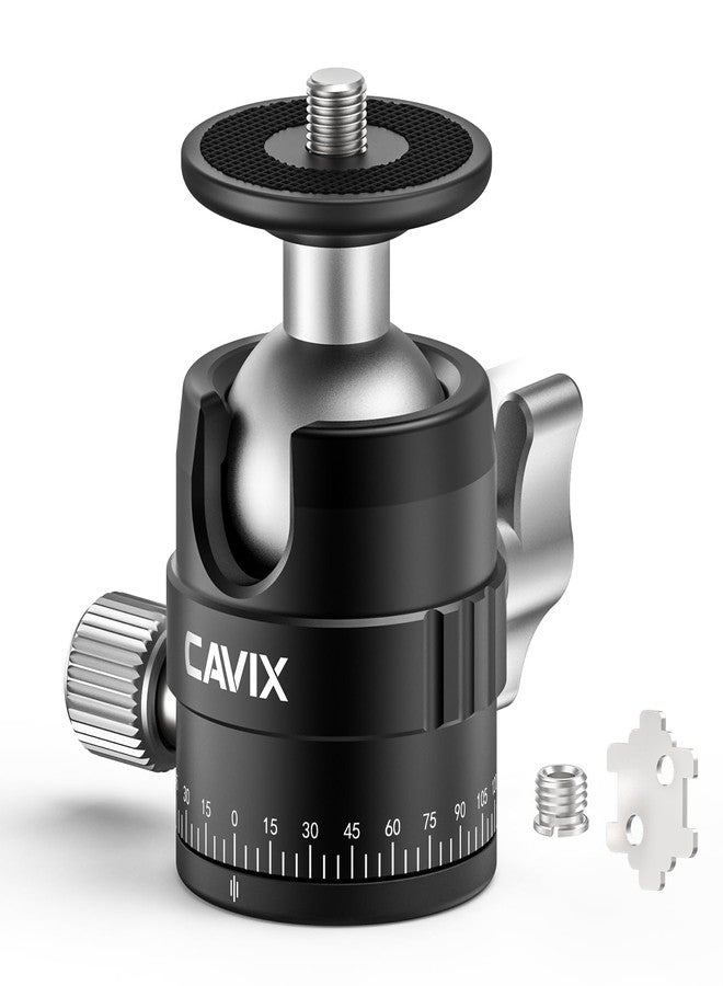 CAVIX Mini Ball Head with 1/4" Screw 3/8" Thread Mount 360 Degree Panoramic Metal Tripod Head Max Load 11lb/5kg - Image 1
