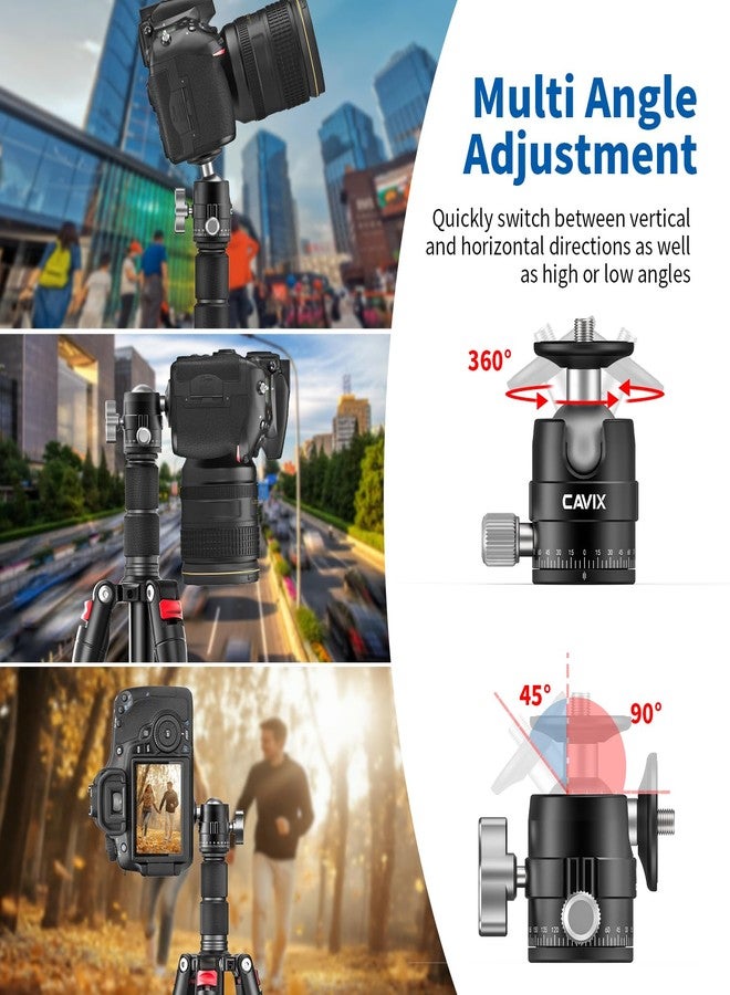 CAVIX Mini Ball Head with 1/4" Screw 3/8" Thread Mount 360 Degree Panoramic Metal Tripod Head Max Load 11lb/5kg - Image 5