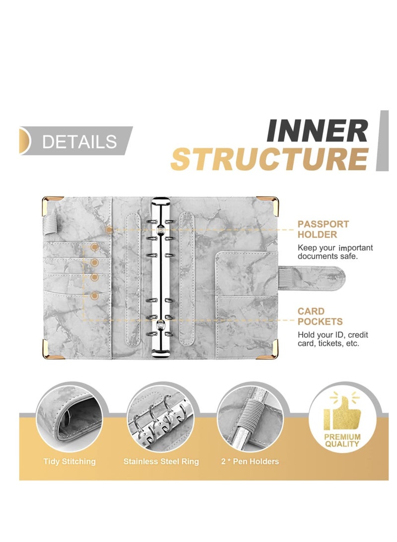 Zikra Budget Binder, Budget Binder with Zipper Envelopes, Cash Envelopes for Budgeting and Saving Money, Money Organizer for Cash, 14Pcs Budget Planner with Cash Envelopes Grey - Image 3