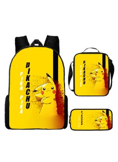 Pikachu New Cartoon Anime Student Backpack Three-Piece Set 29*42*16cm 