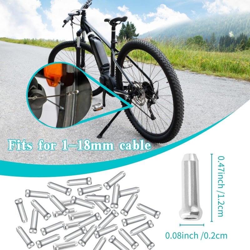 EACOZY Bike Cable End Caps, Alloy Crimps, Brake Cable End Tips for Road Mountain Bicycle, Silver, Pack of 100 - Image 5