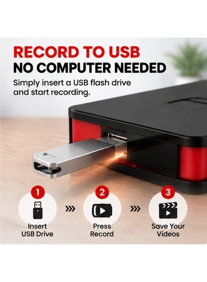 1080P HD video capture device with HDMI, AV, and YPbPr inputs and USB live recording in a compact, portable design. - Image 2