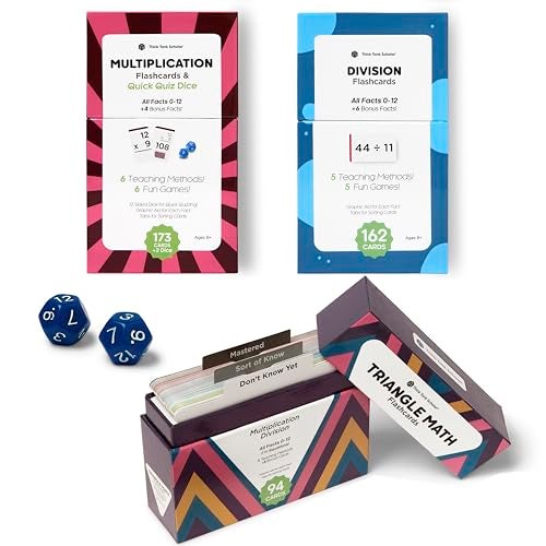 Think Tank Scholar AwardWinning Math Flash Cards 711 Multiplication Division Facts 012 Jumbo Cards 31 x 52 Visual Aids 2 Dice Games Charts Mastery Divider Tabs Grades 36 Classroom Homeschool - Image 1