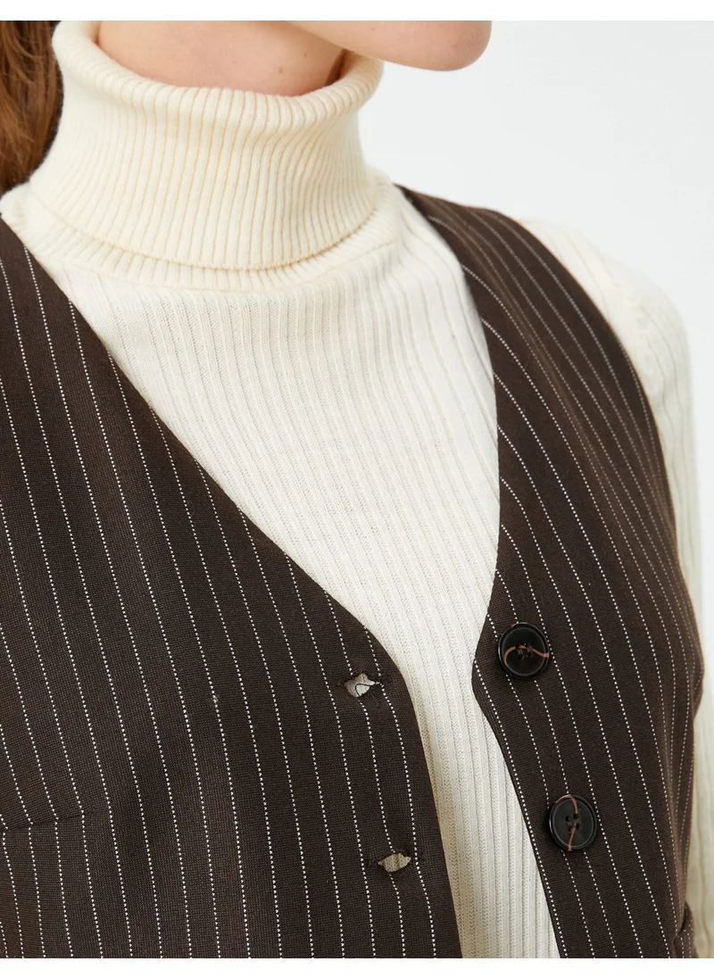 KOTON Crop Vest Buttoned with Mini Pocket